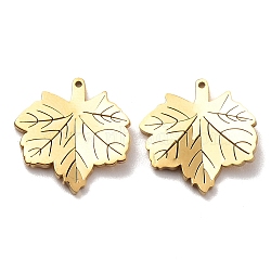 Ion Plating(IP) 304 Stainless Steel Pendants, Leaf, Golden, 15.5x15x2mm, Hole: 0.8mm(STAS-M089-58G)