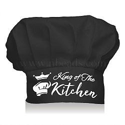Custom Cotton Chef Hat, Black Hat with White Word King of The Kitchen, Crown Pattern, 300x230mm(AJEW-WH0242-004)