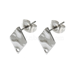 Non-Tarnish 304 Stainless Steel Stud Earring Findings, Rhombus, 12x8mm, Hole: 1.4mm, Pin: 10.5x0.5mm(STAS-L024-003P-05)