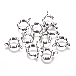 304 Stainless Steel Spring Ring Clasps, Stainless Steel Color, 14x2.5mm, Hole: 3.5mm(STAS-F224-02P-E)