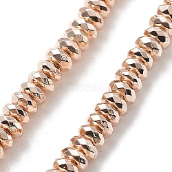 Electroplated Synthetic Non-magnetic Hematite Beads Strands, Rondelle, Faceted, Light Gold Plated, 2.5~3x5.5~6x6mm, Hole: 1mm, about 132pcs/strand, 16.14''(41cm)(G-I260-08D)