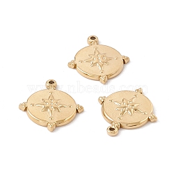Ion Plating(IP) 304 Stainless Steel Pendants, Flat Round with Star, Golden, 16x14.5x1.7mm, Hole: 0.8mm(STAS-E153-13G)
