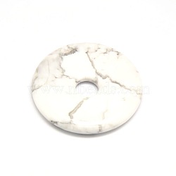Donut/Pi Disc Natural Gemstone Pendants, Howlite, Donut Width: 12mm, 30x5mm, Hole: 6mm(G-L234-30mm-13)
