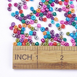 6/0 Baking Paint Glass Seed Beads, Mixed Color, 4~5x3~4mm, Hole: 1~2mm, about 4500pcs/bag(SEED-S003-KM)