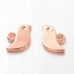 Tibetan Style Alloy Charms, Cadmium Free & Nickel Free & Lead Free, Bird, Rose Gold, 7x11x1mm, Hole: 1mm(TIBEP-A18898-RG-FF)