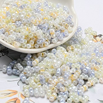Glass Seed Beads, Opaque Colours Luster, Peanut, Colorful, 6x3x3mm, Hole: 1.2mm, about 4000pcs/pound