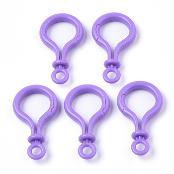 Opaque Solid Color Bulb Shaped Plastic Push Gate Snap Keychain Clasp Findings, Dark Orchid, 57.5x32x12mm, Hole: 6mm