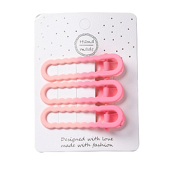 Spray Painted Iron Alligator Hair Clips for Girls, Pink, 16x59x12mm, 3pcs/card