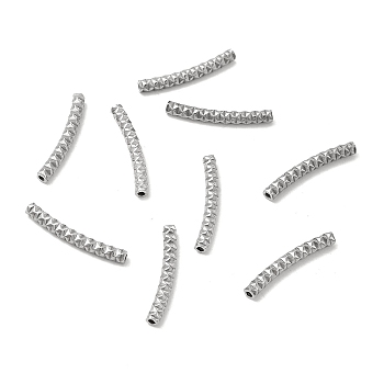 Textured 304 Stainless Steel Tube Beads, Stainless Steel Color, 25x4.5x3mm, Hole: 1.5mm