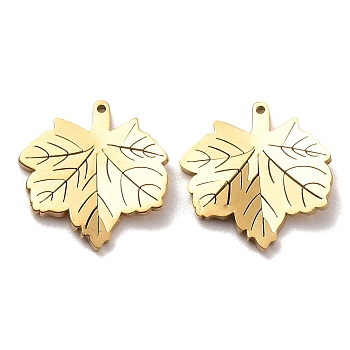 Ion Plating(IP) 304 Stainless Steel Pendants, Leaf, Golden, 15.5x15x2mm, Hole: 0.8mm