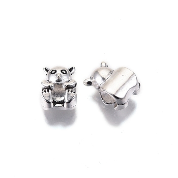 Tibetan Style Alloy European Beads, Large Hole Beads, Cadmium Free & Lead Free, Bear Shape, Antique Silver, 12x8x6.5mm, Hole: 4.5mm, about 800pcs/1000g