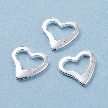 201 Stainless Steel Linking Rings, Heart, Silver, 14.5x15x1.5mm, Inner Size: 11x6mm