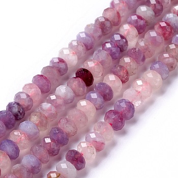 Natural Plum Blossom Tourmaline Beads Strands, Faceted, Rondelle, 5x3.5mm, Hole: 0.9mm, about 106~107pcs/strand, 15.35~15.55 inch(39~39.5cm)