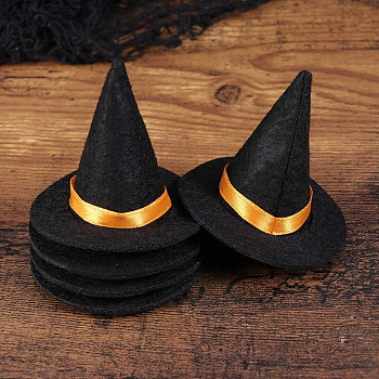 Halloween Theme Cloth Witch Hat, for Doll Party Decorate, Black, 80x70mm