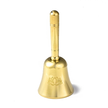 Brass Hand Bell, Display Decoration, Service Bell, Dinner Bell, Tarot Ritual Meditation Alarm, Lotus Pattern, 98x42.5mm