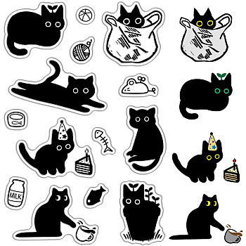 Custom PVC Plastic Clear Stamps, for DIY Scrapbooking, Photo Album Decorative, Cards Making, Stamp Sheets, Film Frame, Cat Shape, 160x110x3mm