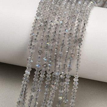 Natural Labradorite Beads Strands, Bicone, Faceted, 3x2mm, Hole: 0.6~0.7mm, about 194~196pcs/strand, 15.28~15.43 inch(38.8~39.2cm)