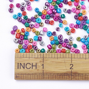 6/0 Baking Paint Glass Seed Beads, Mixed Color, 4~5x3~4mm, Hole: 1~2mm, about 4500pcs/bag