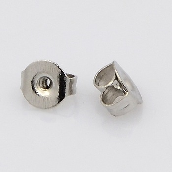 304 Stainless Steel Ear Nuts, Friction Earring Backs for Stud Earrings, Stainless Steel Color, 5~5.5x4~4.5x2.5~3mm, Hole: 1mm