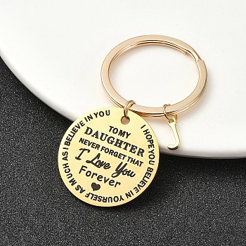 Valentine's Day Brass & 201 Stainless Steel Keychain, with Alloy Rings, Letter J, 6.2cm