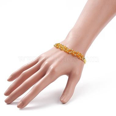Glass Braided Flower Link Bracelet for Women(BJEW-TA00130-04)-3