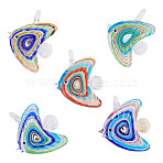 5Pcs 5 Colors Handmade Lampwork Big Pendants, Fish Charms, Mixed Color, 50~54x37.5~42x11.5~13mm, Hole: 5.5~6x6~6.5mm, 1pc/color(LAMP-TA0001-67)
