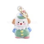 Amusement Park Spray Painted Brass Pendants, Printed, Golden, Clown Charms, 16x9x6mm, Hole: 4mm(KK-CBA7736-01C)