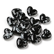 Spray Painted Opaque Acrylic Beads, Heart, Black, 11x14x6mm, Hole: 2mm(MACR-K350-05B)