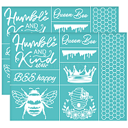 Self-Adhesive Silk Screen Printing Stencil, for Painting on Wood, DIY Decoration T-Shirt Fabric, Turquoise, Bees, 280x220mm(DIY-WH0338-236)