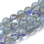 Synthetic Moonstone Beads Strands, Holographic Beads, Dyed, Round, Slate Gray, 6mm, Hole: 0.5mm, 65pcs/strand, 15.7 inch(G-S283-03-6mm)