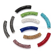 Laiton moyen orient des perles strass, Tube, couleur mixte, 45~46.5x9mm, Trou: 4mm(RB-C1300-M)