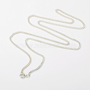 Iron Twisted Chains Necklace Making, with Brass Spring Ring Clasps, Silver Color Plated, 24 inch(NJEW-JN00687)