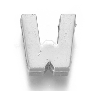 Alloy Slide Charms, Letter W, 12.5x11x4mm, Hole: 1.5x8mm(PALLOY-WH0069-02W-P)