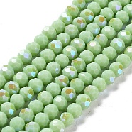 Opaque Glass Beads Strands, Faceted, Round, Pale Green, 6x5.5mm, Hole: 0.9mm, about 94~97pcs/strand, 21.06~21.18''(53.5~53.8cm)(EGLA-A035-P6mm-L20)