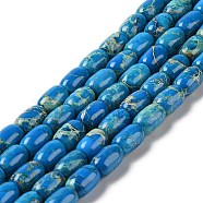 Natural Imperial Jasper Beads Strands, Dyed, Oval, Dodger Blue, 12.5x8.5mm, Hole: 1.6mm, about 32pcs/strand, 16.14''(41cm)(G-Q171-B01-01)