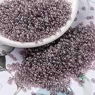 MIYUKI Round Rocailles Beads, Japanese Seed Beads, 8/0, (RR168) Transparent Smoky Amethyst Luster, 3mm, Hole: 1mm, about 422~455pcs/10g(X-SEED-G008-RR0168)