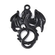 Alloy Pendants, Cadmium Free & Nickel Free & Lead Free, Dragon, Black, 34x26.5x2mm, Hole: 2mm(PALLOY-F018-11EB)