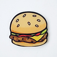 Acrylic Safety Brooches, with Iron Pin, Hamburger, Colorful, 34x38.5x8.5mm, Pin: 0.7mm(JEWB-WH0001-14)