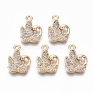 Brass Micro Pave Cubic Zirconia Pendants, Light Gold, Long-Lasting Plated, Cadmium Free & Lead Free, Swan, Clear, 17x12x3mm, Hole: 1.6mm(KK-S359-003-RS)