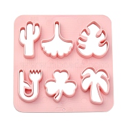 ABS Cookie Cutters, Cactus/Leaf/Flower, Pink, 100x100mm(BAKE-YW0001-006)