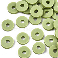 Handmade Polymer Clay Beads, for DIY Jewelry Crafts Supplies, Disc/Flat Round, Heishi Beads, Yellow Green, 4x1mm, Hole: 1mm, about 55000pcs/1000g(CLAY-Q251-4.0mm-49)