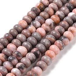 Natural Pink Zebra Jasper Beads Strands, Rondelle, 8x5mm, Hole: 1.2mm, about 70~74pcs/strand, 14.76~15.08''(37.5~38.3cm)(G-D481-13)