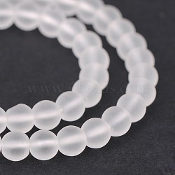 Frosted Natural Quartz Crystal Round Beads Strands, 8mm, Hole: 1mm, about 48pcs/strand, 15.1 inch(X-G-N0151-09-8mm)