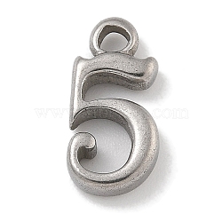 Anti-Tarnish 304 Stainless Steel Charms, Number 5 Charm, Stainless Steel Color, 13.5x6.5x2.7mm, Hole: 1.8mm(STAS-D197-03P)