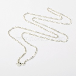 Iron Twisted Chains Necklace Making, with Brass Spring Ring Clasps, Silver Color Plated, 24 inch(NJEW-JN00687)
