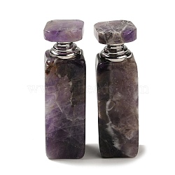 Natural Amethyst Dropper Perfume Bottle, with Stainless Steel Color Tone 304 Stainless Steel Findings, SPA Aromatherapy Essemtial Oil Empty Bottle, 2.35~2.4x2.4~2.45x8.1~8.4cm(DJEW-H010-01P-01)