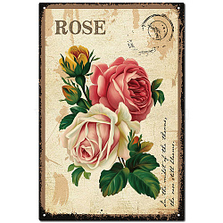 Vintage Metal Iron Tin Sign Poster, Wall Decor for Bars, Restaurants, Cafes Pubs, Rectangle, Flower, 300x200x2.2mm, Hole: 3mm(AJEW-WH0157-767)