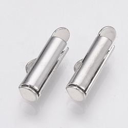 Brass Slide On End Clasp Tubes, Slider End Caps, Platinum, 6x13x4mm, Hole: 1x3mm, Inner Diameter: 3mm(KK-Q747-11D-P)