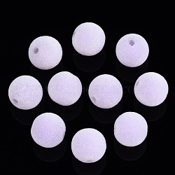 Flocky Acrylic Beads, Bead in Bead, Round, Lilac, 12x11mm, Hole: 2mm(MACR-S275-32C)