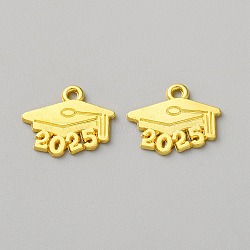 Alloy Pendants, Graduation Cap with 2025 Charms, Golden, 14.5x18x1mm, Hole: 1.4mm(FIND-WH0126-714G)